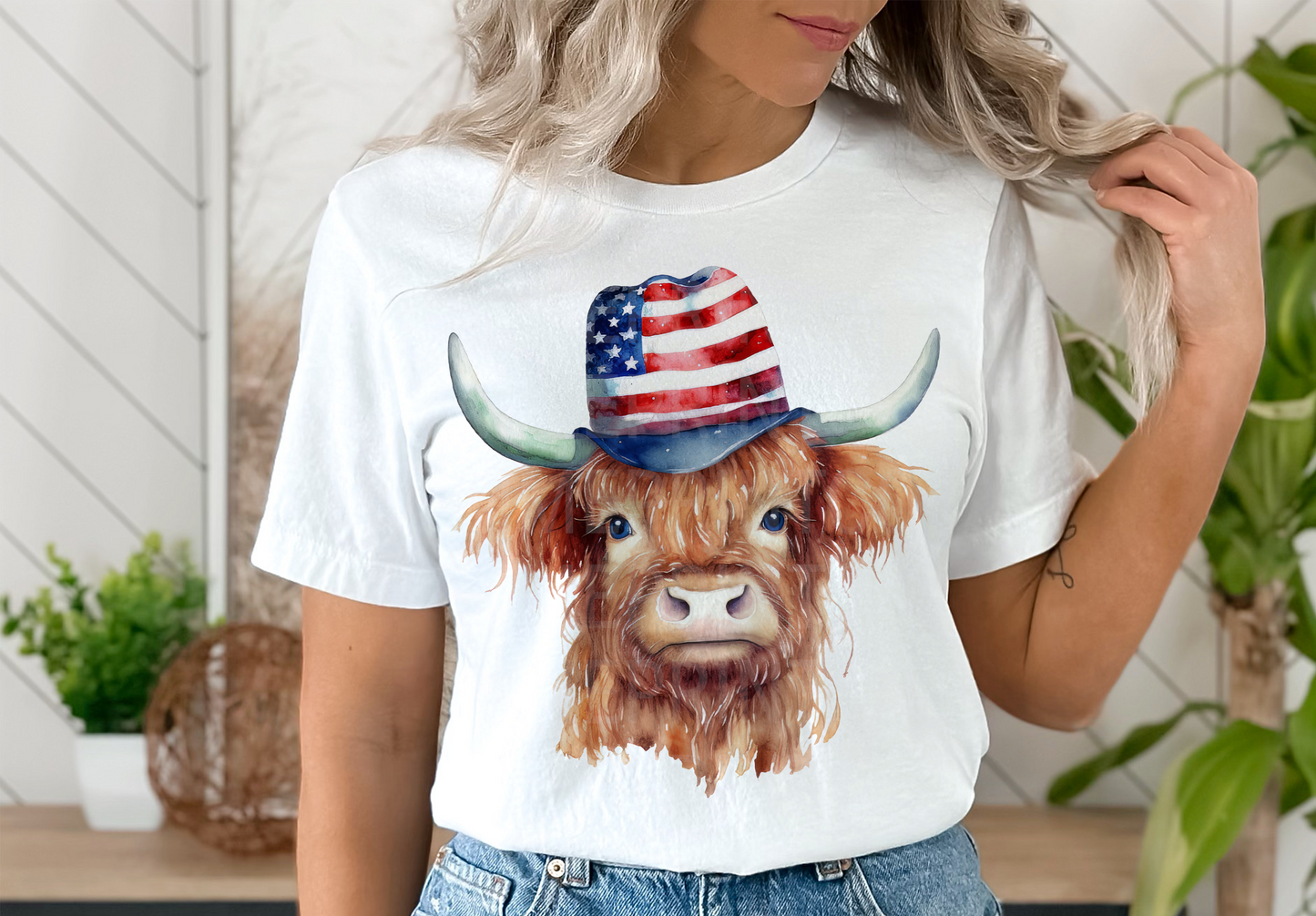 Highland Cow USA Graphic Tee