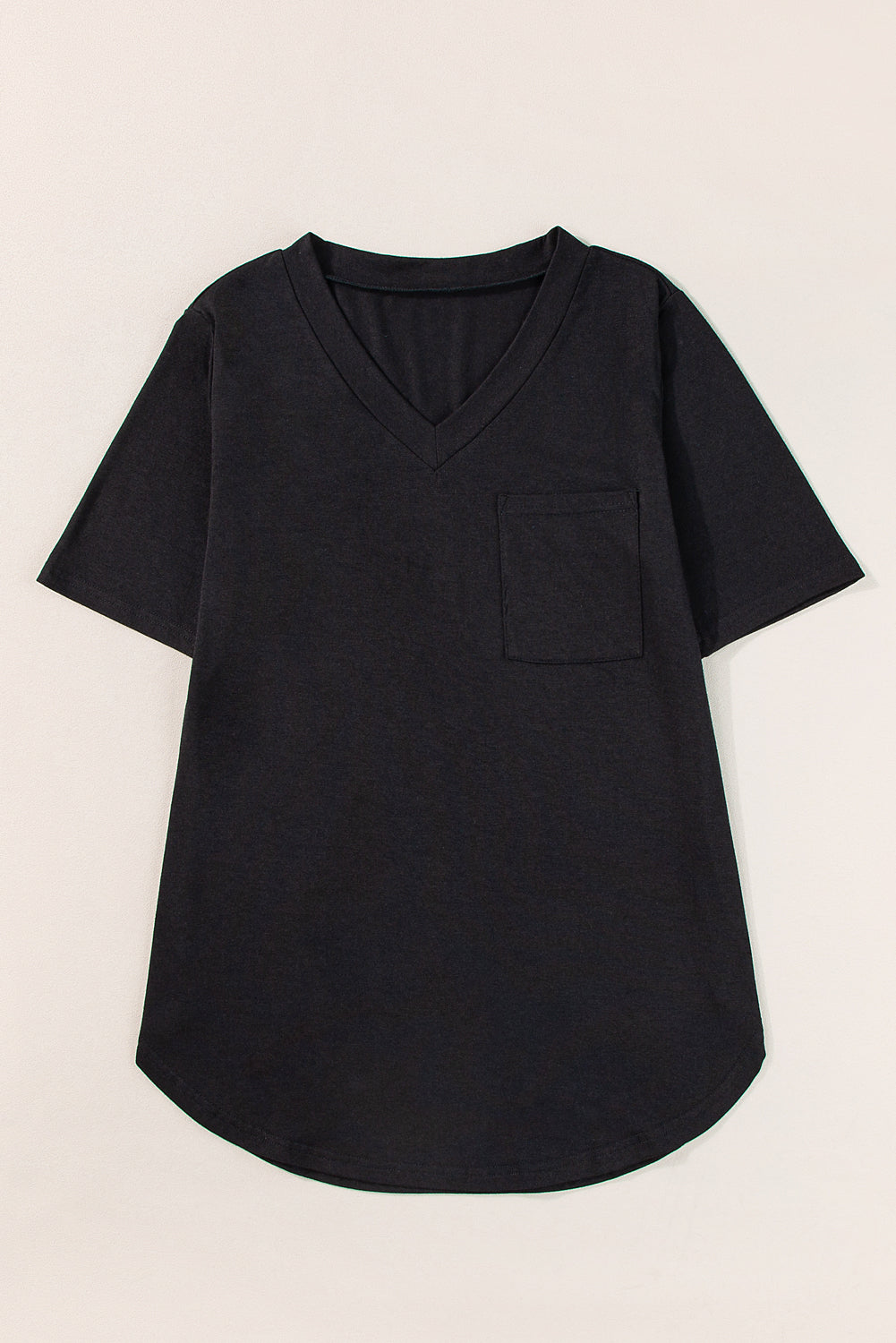 Minimal V Neck Pocket Tee - Black/Grey