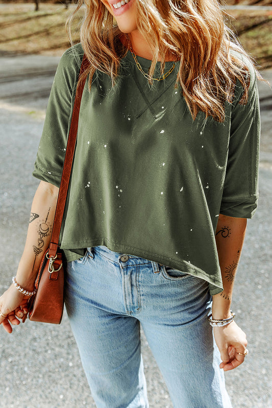 Distressed Bleach Splatter Top