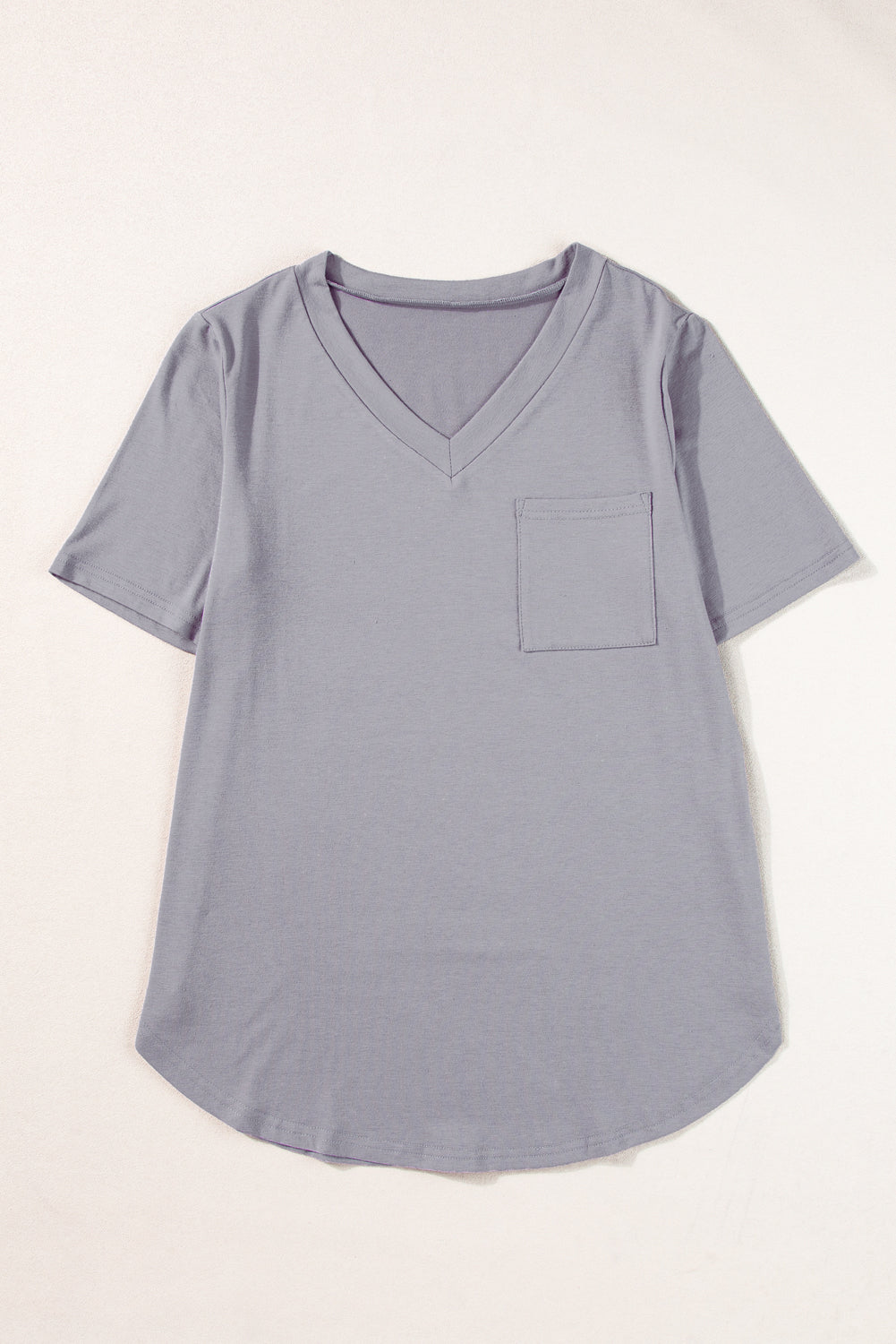 Minimal V Neck Pocket Tee - Black/Grey