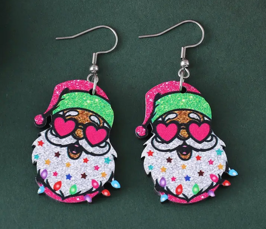 Glitter Santa Earrings