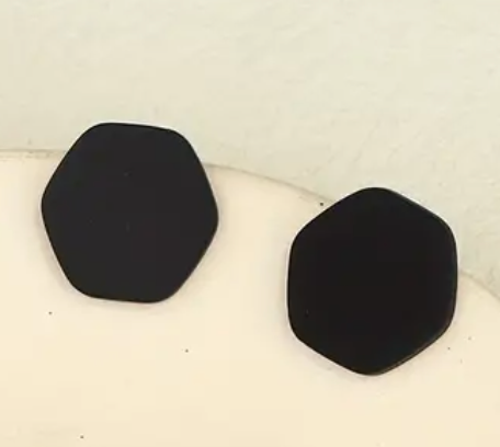 Black Hexagon Studs