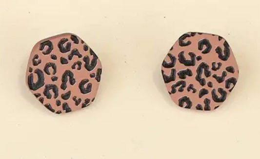 Cheetah Hexagon Studs