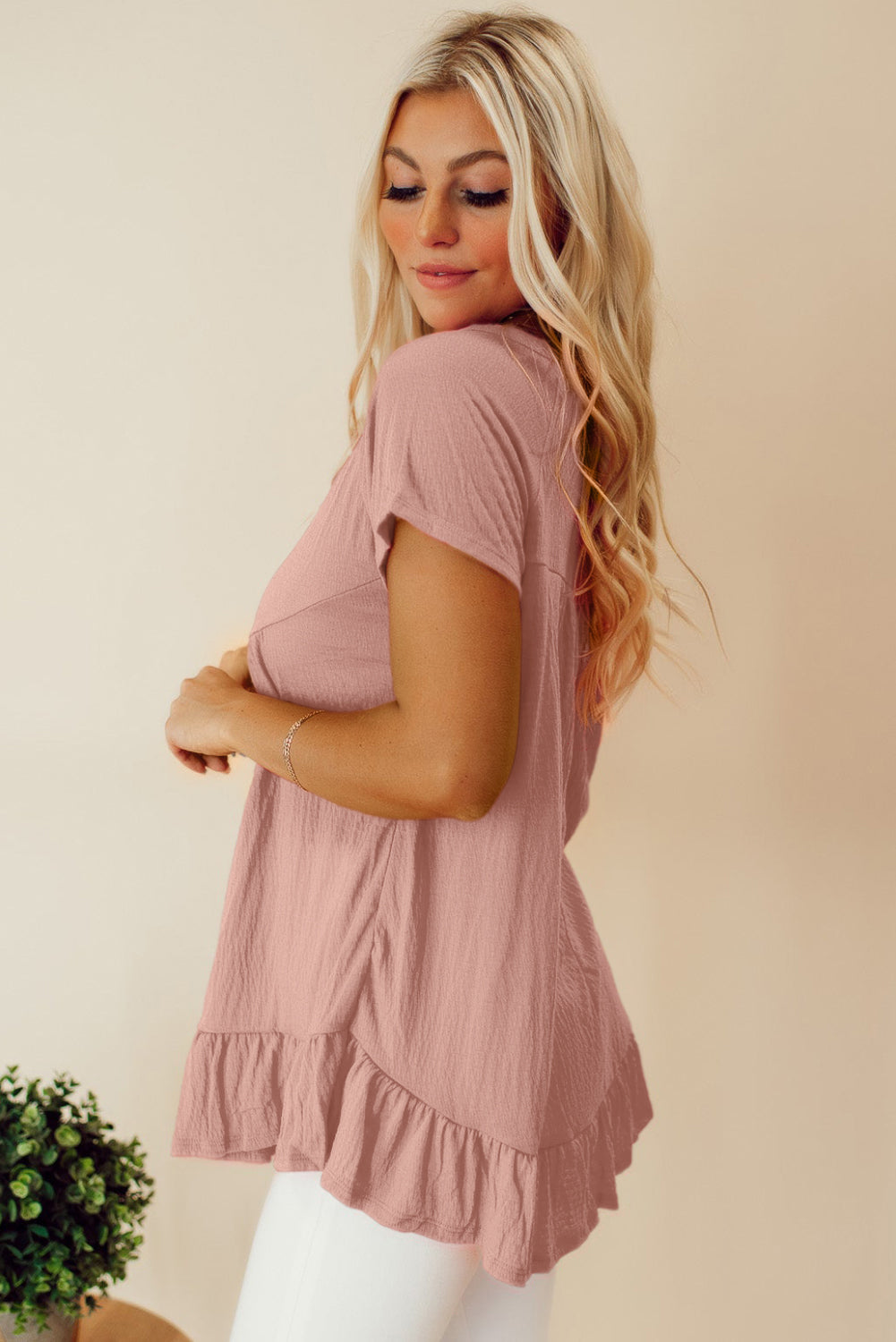 Pink Ruffle Babydoll Top