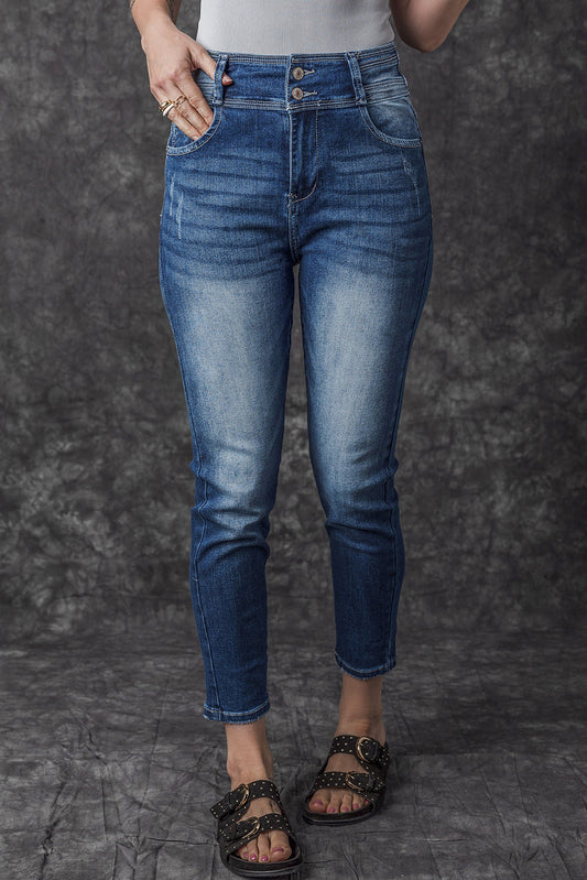 Vintage Wash High Waist Skinny Jeans