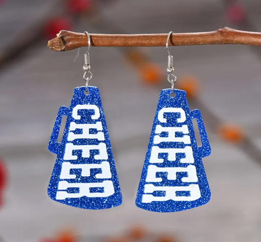 Blue Glitter Cheer Earrings