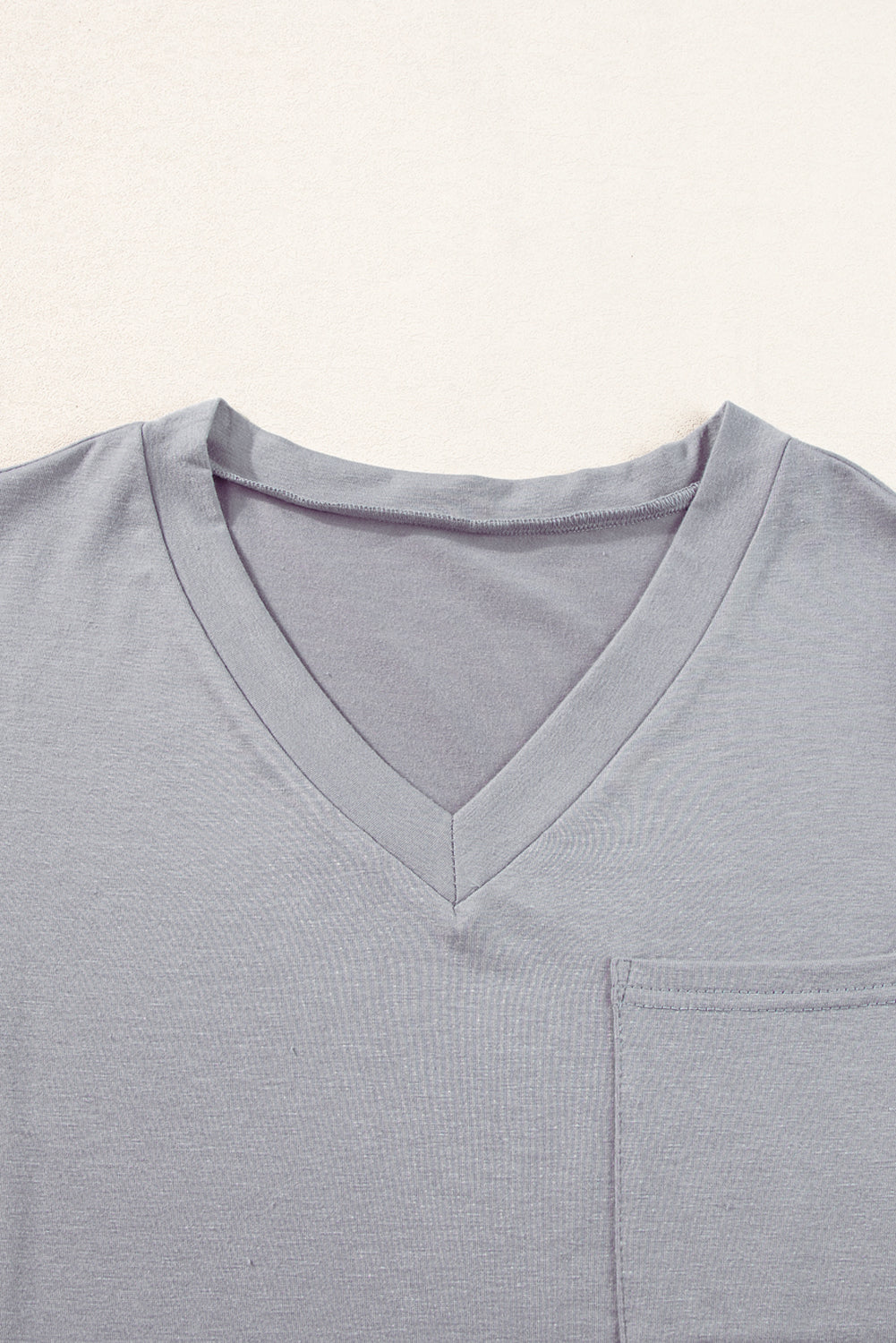 Minimal V Neck Pocket Tee - Black/Grey