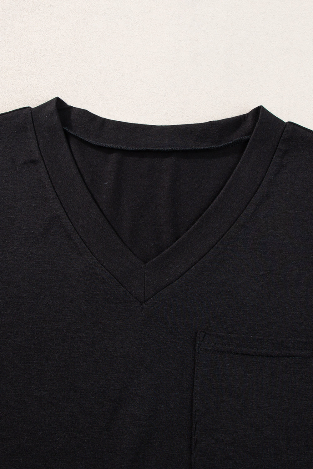 Minimal V Neck Pocket Tee - Black/Grey