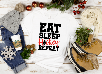 Eat Sleep Hockey Repeat Graphic Tee