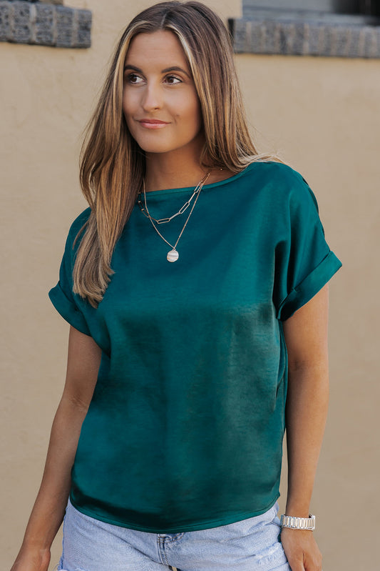 Emerald Green Satin Top