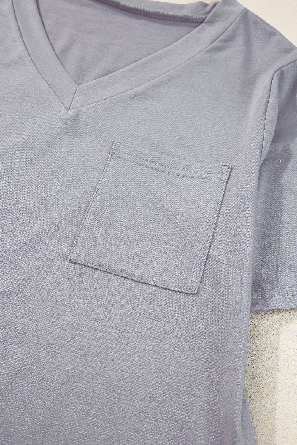 Minimal V Neck Pocket Tee - Black/Grey