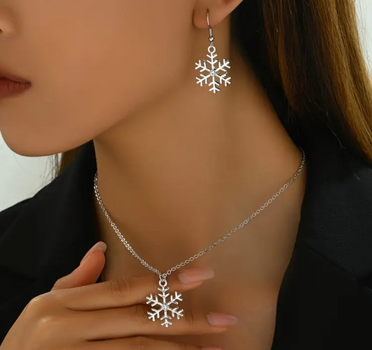 Silver Snowflake Jewelry Set